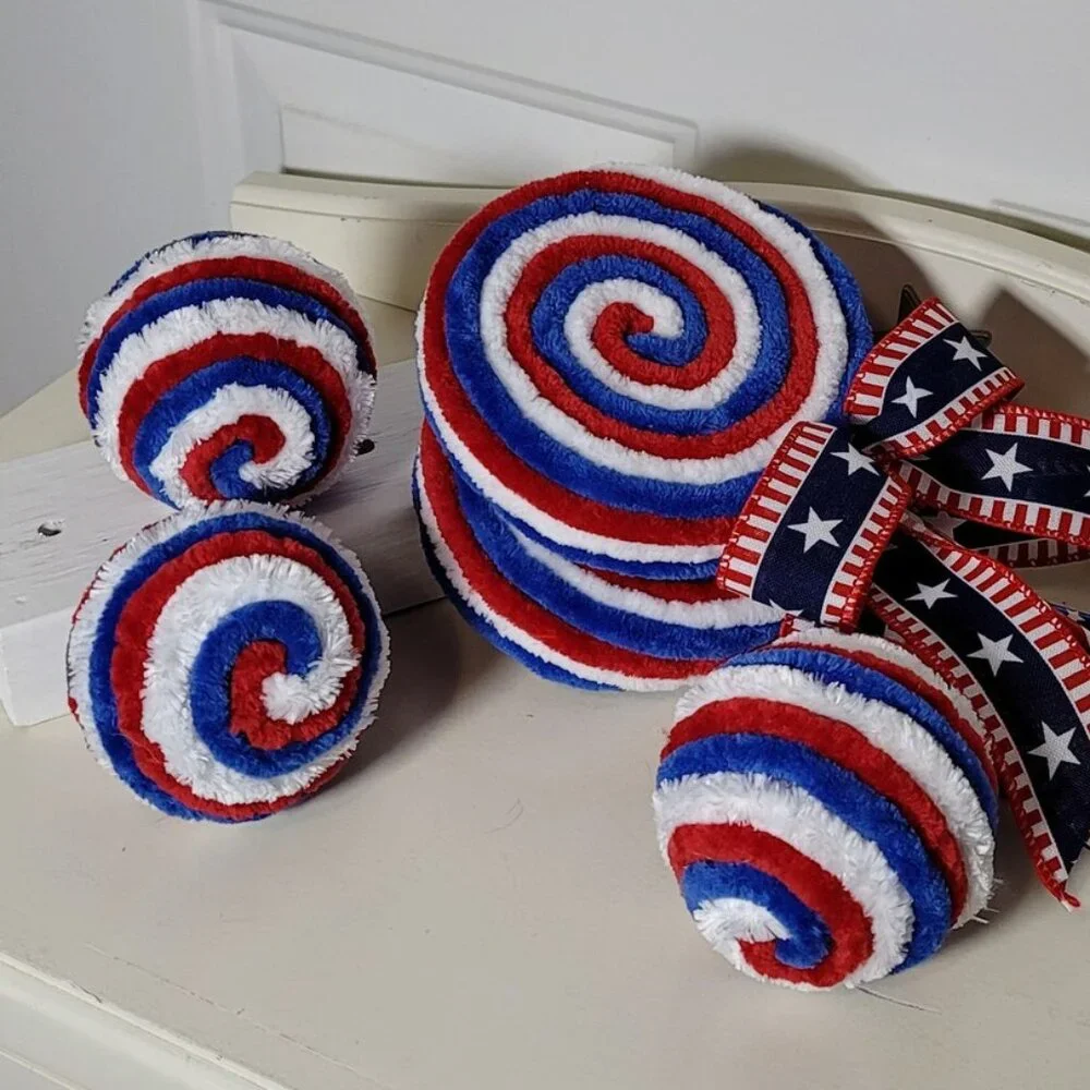 Red White Blue Patriotic Velvety Yarn Balls‎ - Set of 3 Balls, 3.5